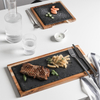 Oval Wooden Dinnerware Round Rock Restaurant Dinner Serving Tray Dish Wood Plate for Steak Snack