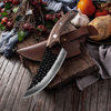 Chef Meat Cleaver Wood Handle Slaughter Knives 11 Inch Hand Forged Boning Fillet Butcher Knife with Leather Sheath