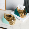 Customized Gold Leaves Desktop Ceramic Tissue Box Cover Car Table Napkin Holders Luxury Tissue Box
