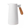 1L Eco-Friendly Double Wall Plastic Vacuum Carafe Tea Kettle Silicone Glass Insulated Hot Coffee Pot with Wood Handle