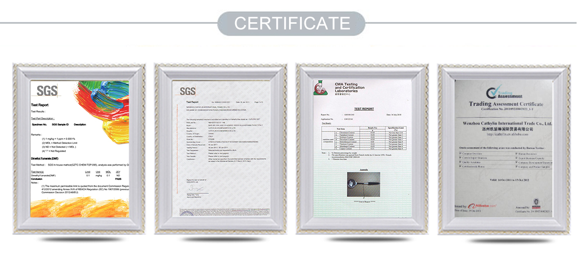 Certificate of tableware products