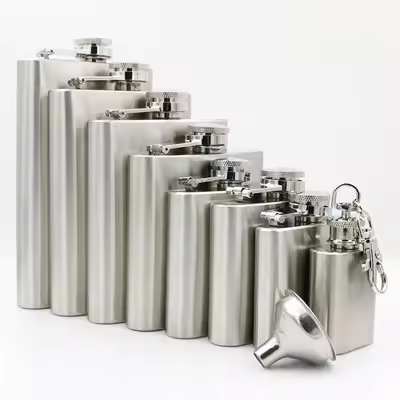 Mens Whisky Mini Keychain Corong Covers Blank 304 Stainless Steel Hip Flask Manufacturer
