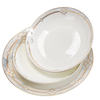 Flower Pattern High-End Tableware Bowl Plates Sets White Gold Ceramic Dinnerware Luxury Porcelain Dinner Sets