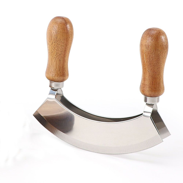 Kitchen Vegetable Fruit Tool Large Double-Edged Blade Stainless Steel Slicer Cutter with Acacia Wood Handle