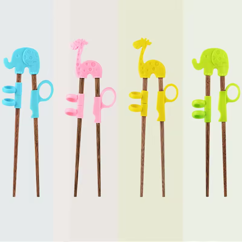 Cartoon Animal Bamboo Wooden Kids Beginners Learn Training Chopsticks Helper Manufacturer