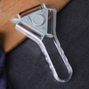 3 in 1 Kitchen Vegetable Fruit Tool Switchable Three Sided Blade Stainless Steel Slicer Cutter Peeler with Clear Plastic Handle