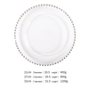 Wholesale Luxury 8 10 13 Inch Silver Gold Rim Beaded Clear Glass Charger Plates Set for Hotel Wedding
