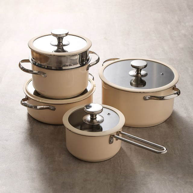 In Stock SUS304 Household Soup Sauce Pot Kitchen Stainless Steel Cooking Pot Sets with Glass Lid
