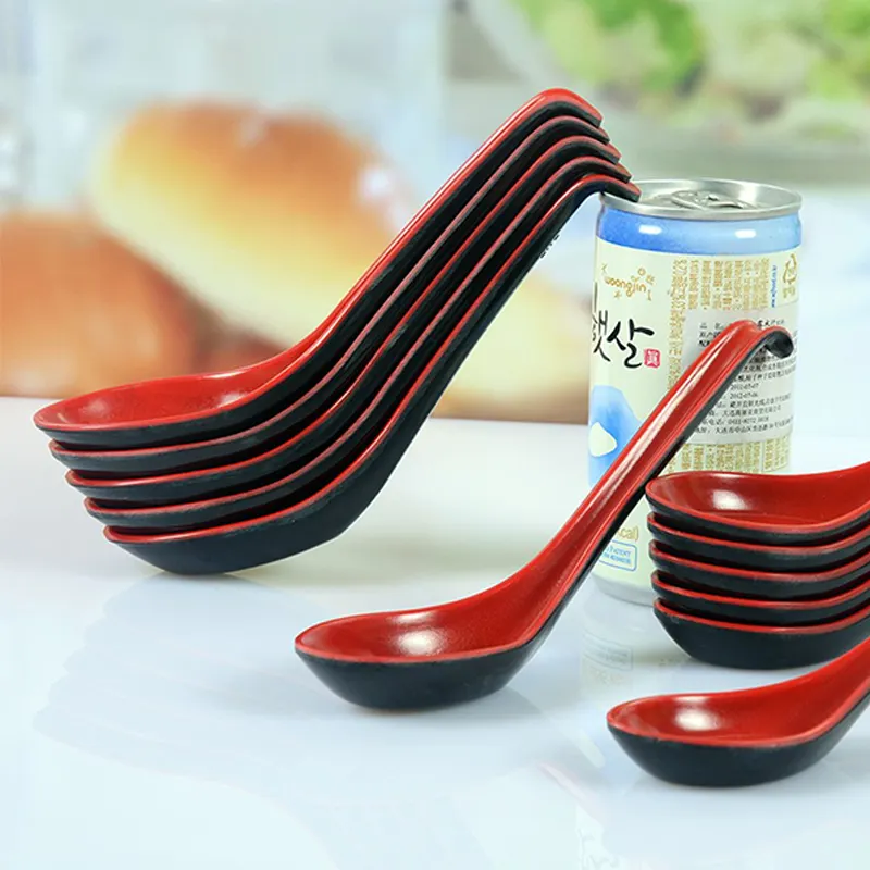 Black Red Plastic Melamine Noodles Soup Spoon Manufacturer