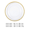 Wholesale Luxury 8 10 13 Inch Silver Gold Rim Beaded Clear Glass Charger Plates Set for Hotel Wedding