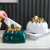Customized Gold Music Bear Desktop Ceramic Tissue Box Cover Car Table Napkin Holders Luxury Tissue Box