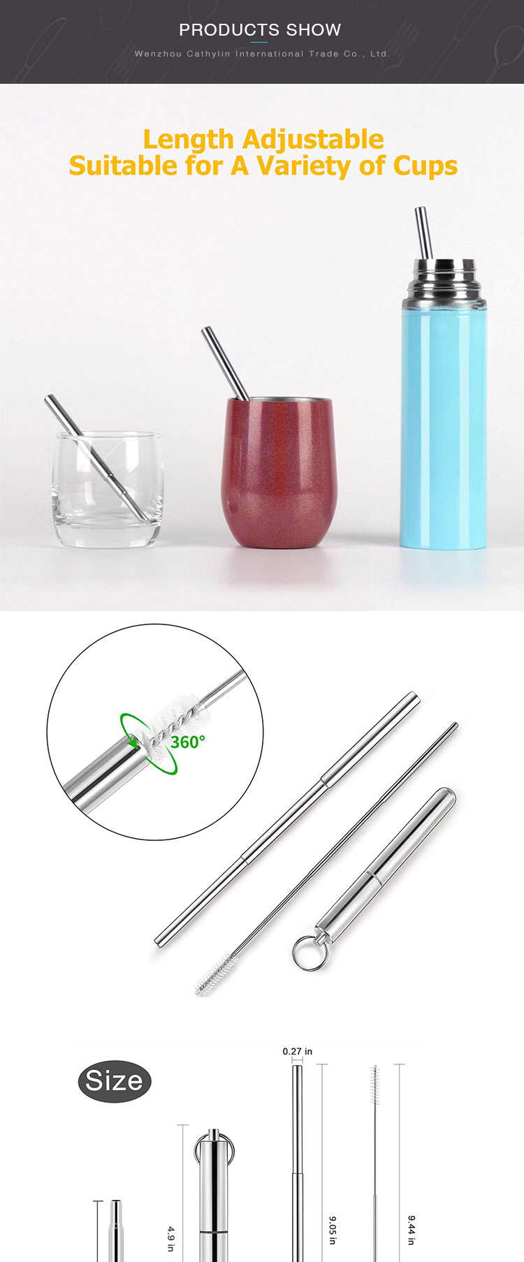 Portable Stainless Steel Foldable Drinking Metal Straw Collapsible Straw