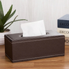 Luxury Plain Rectangular Soft Pu Leather Gold Napkin Holder Tissue Box with Cover