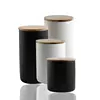Big Capacity Matt Black Glazed Stoneware Kitchen Food Storage Containers Ceramic Jars with Bamboo Lid