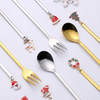 Christmas silver rose gold metal material stainless steel desert coffee tea spoon set with gift box