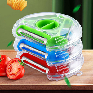 Home Kitchen Tools Round 3 in 1 Stainless Steel Plastic Vegetable Grater Rotatable Fruits Potato Peeler