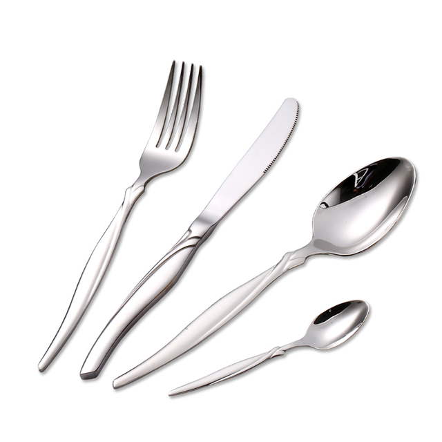 Food grade stainless steel silver flatware set, hotel cutlery set 