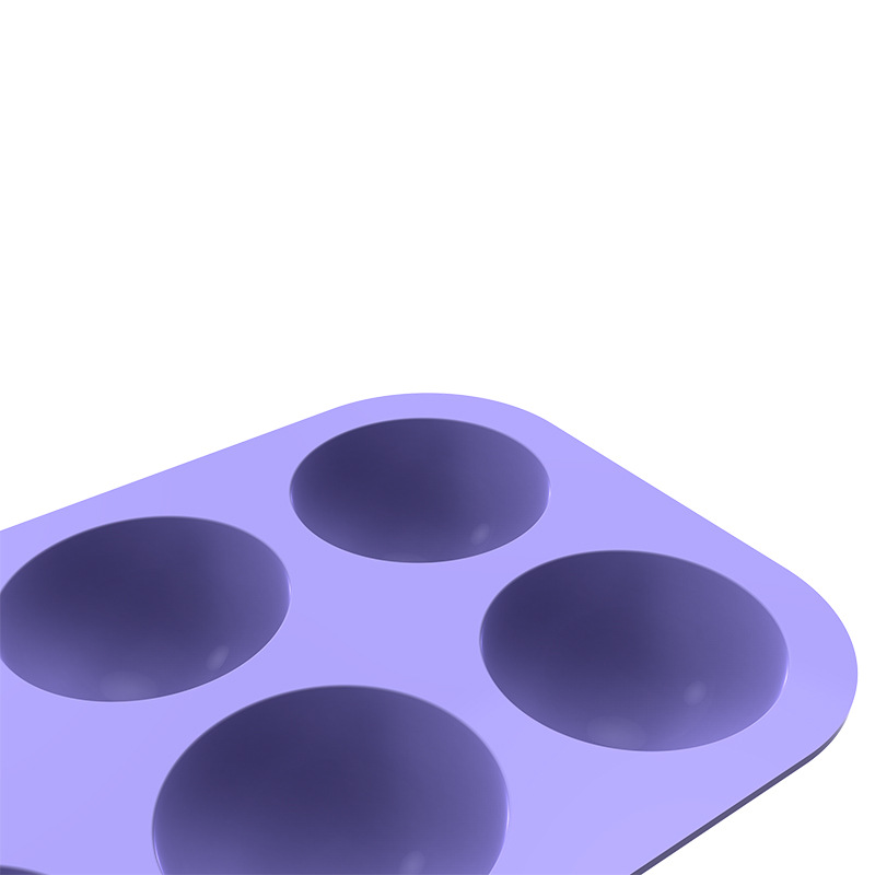 Purple 6 Cavity Round Half Ball Shape Silicone Mould Chocolate Mold