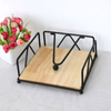 Flat Napkin Holder Metal Napkin Holder with Weighted Arm and Wood Base Napkin Dispenser Tissue Holder for Kitchen Dinning Table Restaurants Countertop