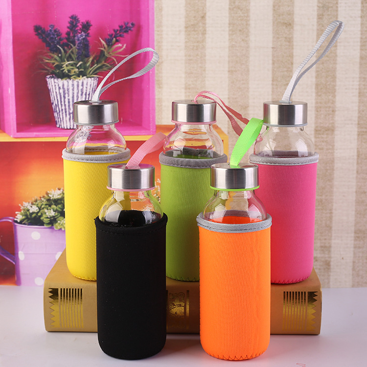 Personalized eco friendly reusable classic tumbler in bulk cheap reusable clear glass water bottle with metal lid