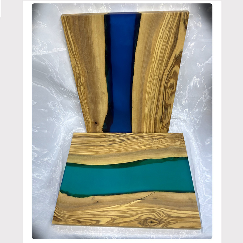 Rectangular Large Chopping Blocks Serving Multi Functional Epoxy Resin Olive Wood Cutting Board