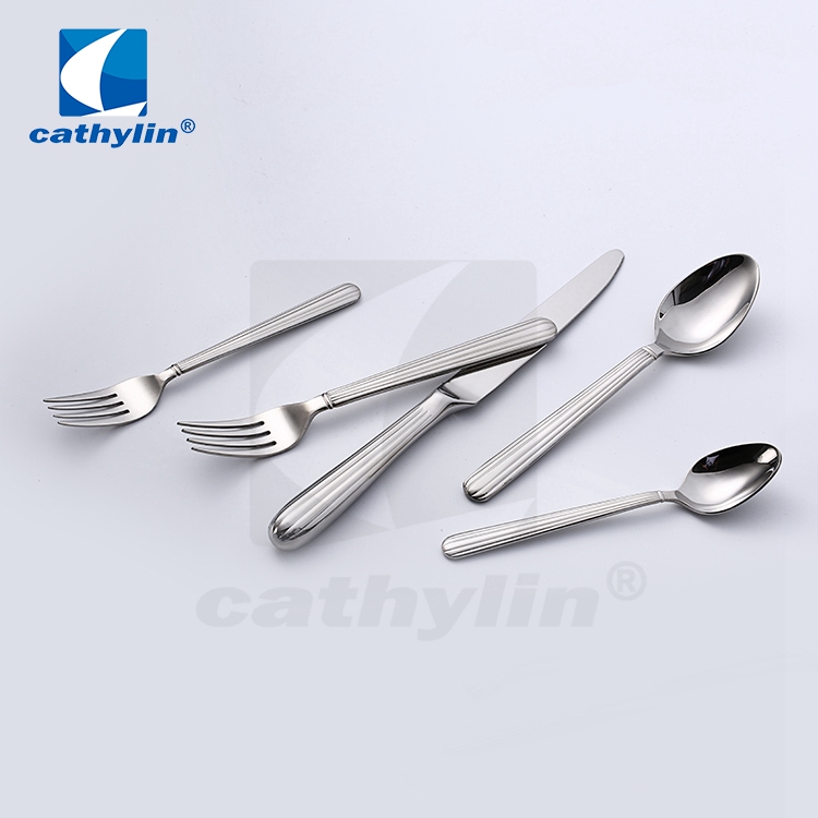 Cathylin 5- Pieces Stainless Steel Flatware Silver Cutlery Set With Hollow Handle