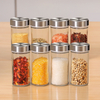 12/16/20 PCS Revolving Spice Bottle Rack Stainless Steel Glass Seasoning Jars Set with Rotary Stand Holder