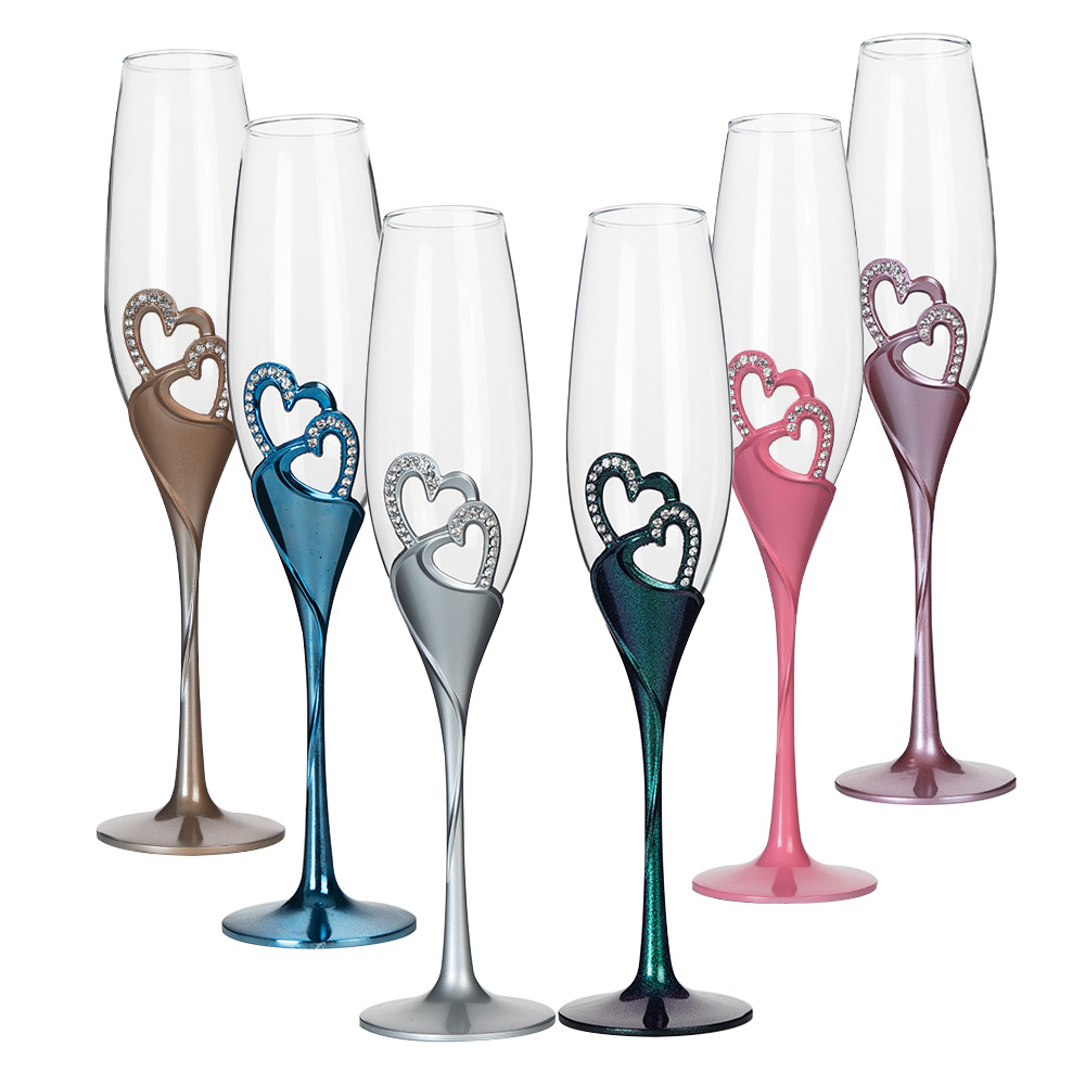 Crystal Diamond Wine Glass Red Wine Glass High-End Household Rose Gold Plated Goblet Wine Glasses
