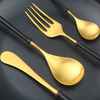 2022 New 4 Pcs Stainless Steel Flatware Retro Royal Silverware Matte Gold Cutlery Set for Wedding