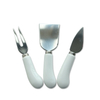 Cathylin white ceramic handle cute stainless steel wedding cake cutter server fork shovel and knife set cheese tool
