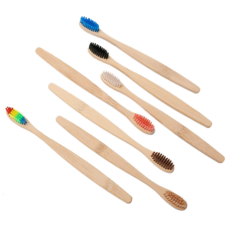 Eco Reusable Natural Bamboo Colorful Head Soft Brush Toothbrush