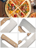 Kitchen Baking Tool Shape Blade Sliver Stainless Steel 13 Inch Pizza Cutter Knife with Oak Wood Handle