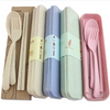 Camping Travel Flatware Fork Chopsticks Spoon Portable Wheat Straw Cutlery Set with Case