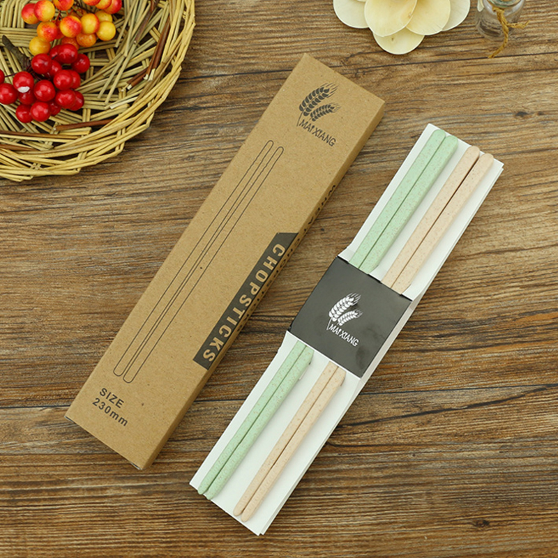 Dishwasher-safe Non-slip Design Portable Reusable Wheat Straw Chopsticks with Box