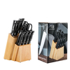 19pcs Knives Stainless Steel Knife Set With Block Stainless Steel handle Sharpener Plastic PP Handle 