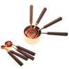Stainless Steel Scoop Brass Copper Rose Gold Measuring Cup Spoon Set with Wooden Handle