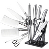 Multifunctional Seven 7 Pcs Set Premium Heavy Duty Stainless Steel Kitchen Chef Knife with Stand Holder Base Rack