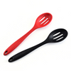Reusable Heat Temperature Red Black Kitchen Tools Food Grade Silicon Slotted Spoon for Cooking