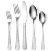 5 Pcs Stainless Steel Flatware Knife Fork Spoon Set Snake Skin Pattern Gold Plated Cutlery Set for Wedding