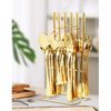 24pcs Stainless Steel Knife Fork Spoon Set Gold Flatware Luxury Cutlery Set with Stand