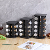 Hot selling kitchen spice display rack revolving spice jars funny salt & pepper shaker rotating spice jars 12/16/20 rectangle/round