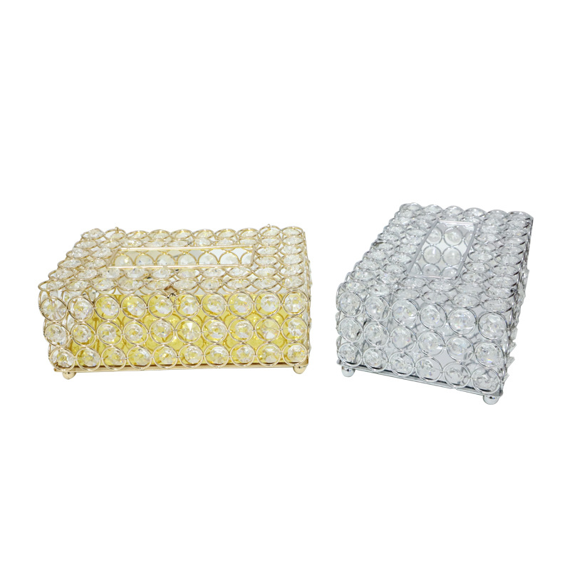 High Quality European Luxury Diamond Napkin Paper Holder Decorative Crystal Glass Tissue Box for Hotel Wedding