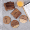 Bulk Custom Logo Cheap Bar Cookie Beer Cup Blank Plate Pallet Stand Holder Round Square Acacia Wooden Coaster Set