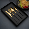 Luxury Stainless Steel Knife Fork Spoon Set Gold Plated Flatware Cutlery Set with Gift Box