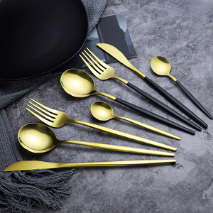 4 Pcs Luxury Stainless Steel Flatware Knife Fork Spoon Set Gold Plated Cutlery Set for Wedding