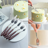 Wholesale High Quality Stainless Steel Cake Baking Pastry Spatula Small 5 Pieces Cake Cream Scraper with Wood Handle