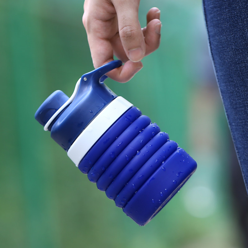 550 Ml Bpa Free Plastic Silicone Folding Drink Bottle Outdoors Sport Foldable Collapsible Water Bottle