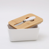 Ceramic Keeper Container Butter Dish with Knife Spreader And Wooden Lid