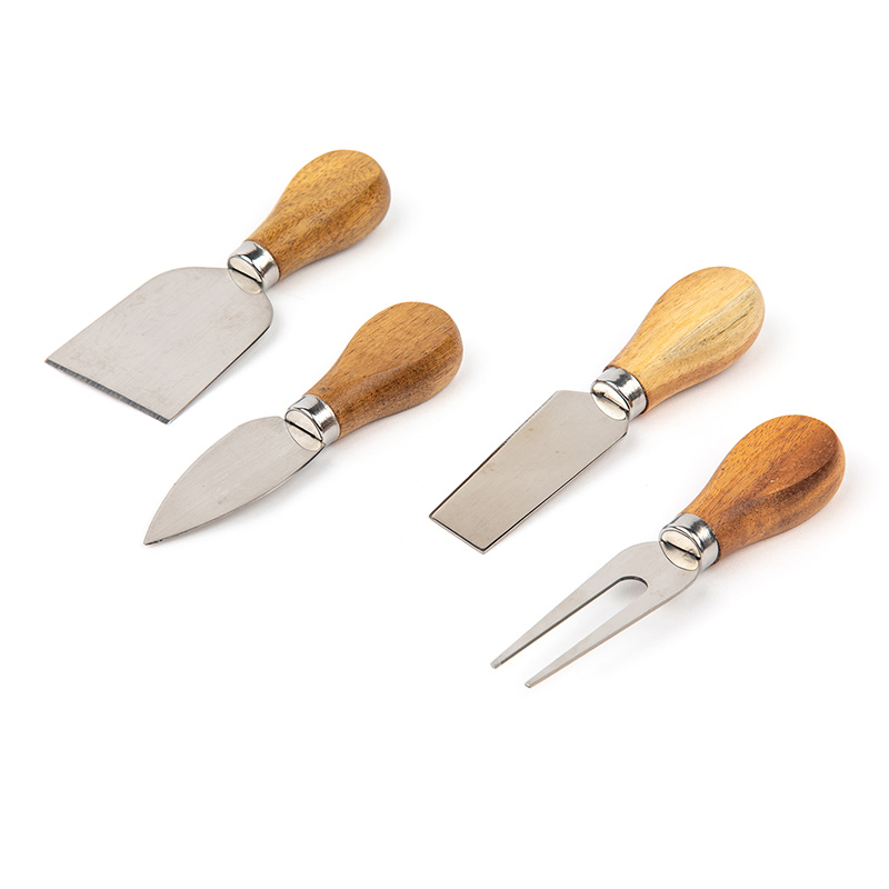 Wholesale Bamboo Wood Handle Stainless Steel Cheese Slicer Knife Set