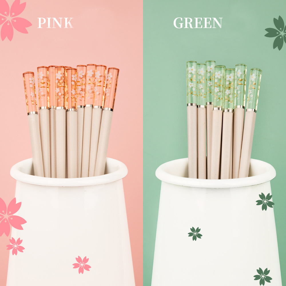 5 Pairs Fiberglass Chopsticks Dishwasher Safe Modern Design Fashionable Color